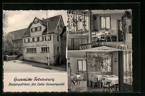 AK Deckenpfronn /Schwarzwald, Gasthaus Felsenburg, Innenansichten