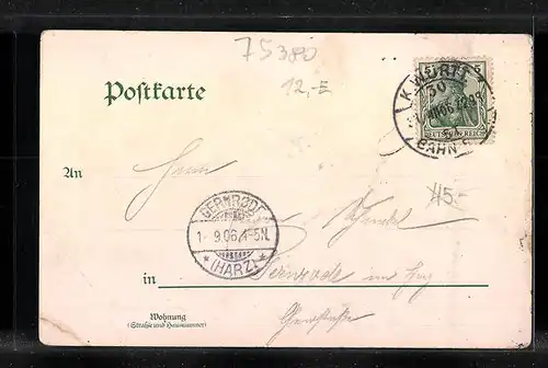 Lithographie Teinach, Teilansicht, Zavelstein, Ortspartie