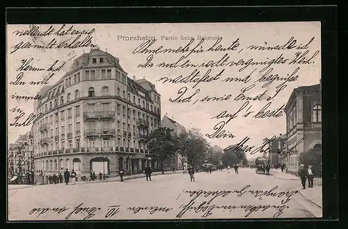 AK Pforzheim, Strassenpartie beim Bahnhof