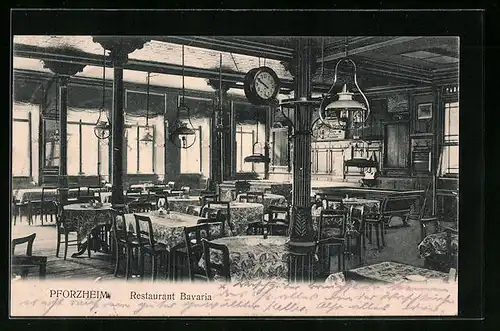 AK Pforzheim, Restaurant Bavaria, Innenansicht