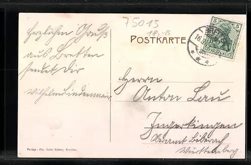 AK Bretten, Totalansicht, Melanchthonstrasse mit Denkmal