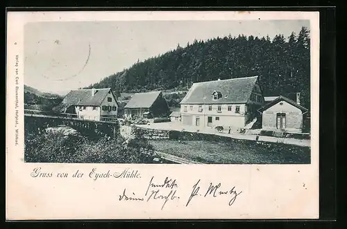 AK Eyach, Eyach-Mühle aus der Vogelschau
