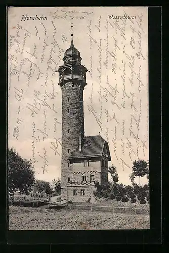 AK Pforzheim, Wasserthurm mit Strasse