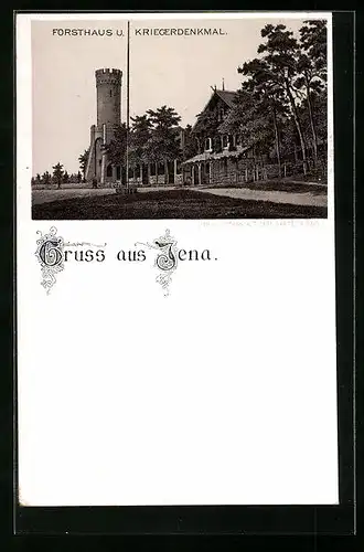 AK Jena, Gaststätte Forsthaus und Kriegerdenkmal