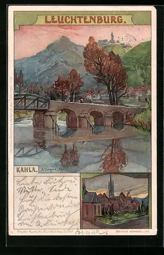 Künstler-AK Albert Stagura: Kahla, Leuchtenburg