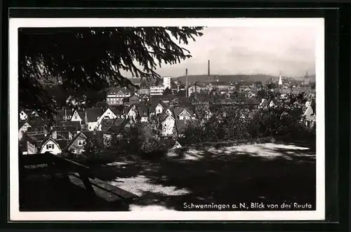 AK Schwenningen /Neckar, Blick auf den Ort mit Schornsteinen