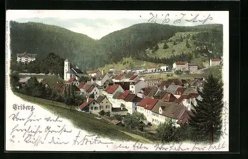 AK Triberg, Ort mit Kirche