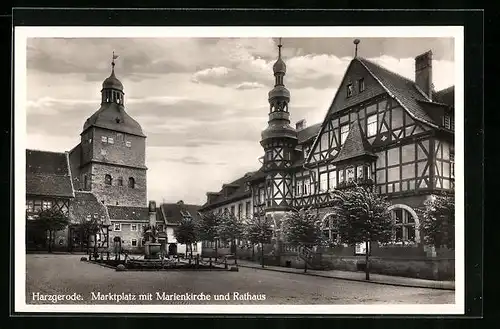 AK Harzgerode, Marienkirche, Rathaus