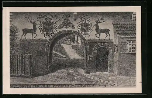 Künstler-AK Hirsau, Haupttor zum Kloster