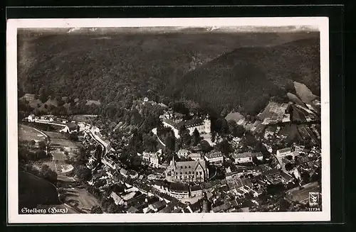 AK Stolberg /Harz, Ortspartie, Fliegeraufnahme