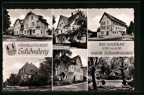 AK Schömberg /Wildbad, Hotel Linde, Kurheim Haug, Hotel Krone