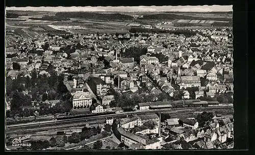 AK Schwenningen /Neckar, vom Flugzeug aus, Ort mit Bahnhof