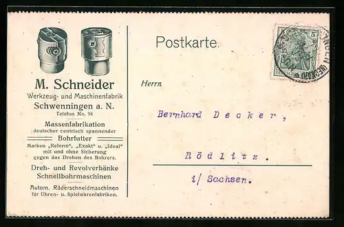 AK Schwenningen /Neckar, M. Schneider, Werkzeug- und Maschinenfabrik