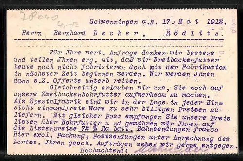 AK Schwenningen /Neckar, M. Schneider, Werkzeug- und Maschinenfabrik