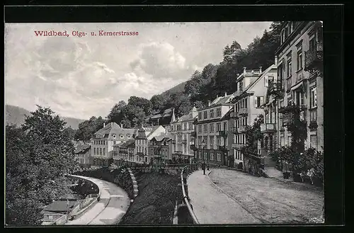 AK Wildbad, Olgastrasse, Kernerstrasse