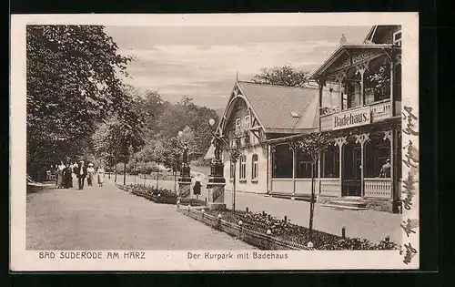 AK Bad Suderode am Harz, Der Kurpark mit Badehaus