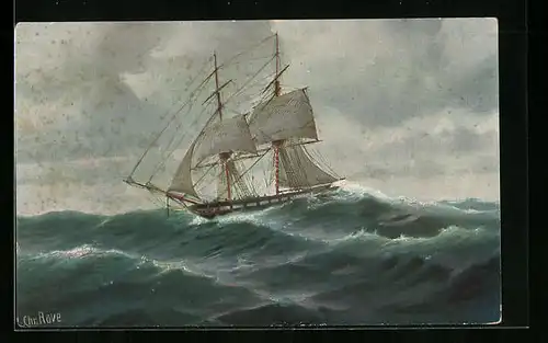 Künstler-AK Christopher Rave: Holländische Kriegsbrigg, I. Hälfte des 19. Jahrhunderts