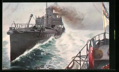 Künstler-AK Christopher Rave: S. M. Hochsee-Torpedoboote in voller Fahrt