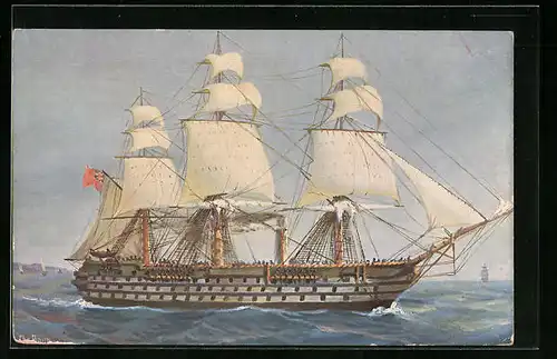 Künstler-AK Christopher Rave: Englischer Schraubendreidecker Duke of Wellington in Fahrt, 1850