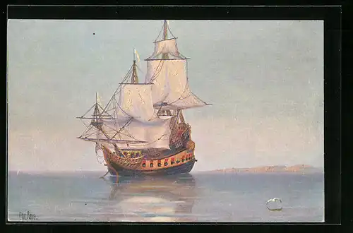 Künstler-AK Christopher Rave: Holländisches Kriegsschiff, 17. Jahrhundert