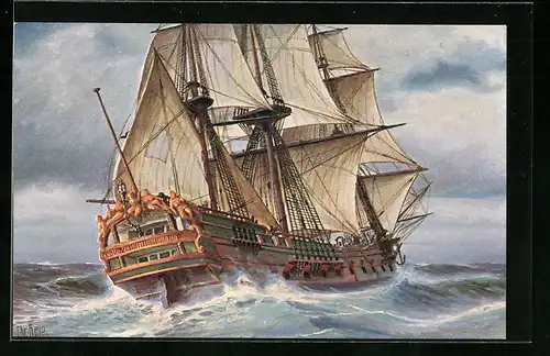 Künstler-AK Christopher Rave: Russisches Kriegsschiff, Zweite Hälfte des 17. Jahrhunderts
