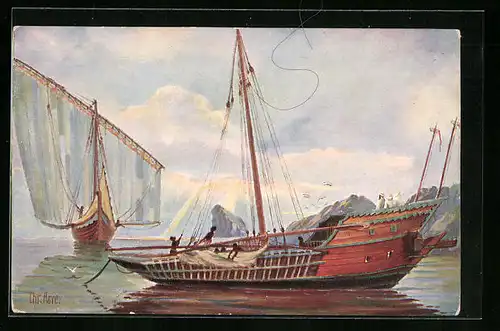 Künstler-AK Christopher Rave: Arabien, Küstensegler, 19. Jahrhundert