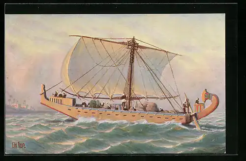 Künstler-AK Christopher Rave: Ägypten, Frachtschiff, 1700 v. Chr.