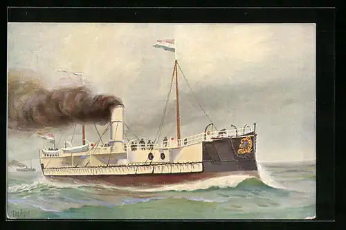 Künstler-AK Christopher Rave: Holländisches Kanonenboot Stier in voller Fahrt, 1868