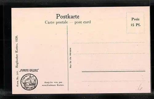 Künstler-AK Christopher Rave: Englischer Kutter in Fahrt, 1830