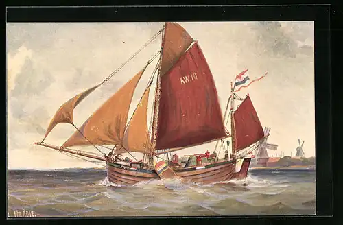 Künstler-AK Christopher Rave: Holländische Bom in Fahrt, 1907