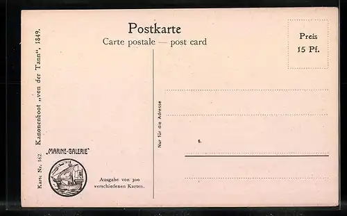 Künstler-AK Christopher Rave: Kanonenboot von der Tann auf hoher See, 1849