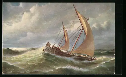 Künstler-AK Christopher Rave: Arabisches Segelboot, 19. Jahrhundert