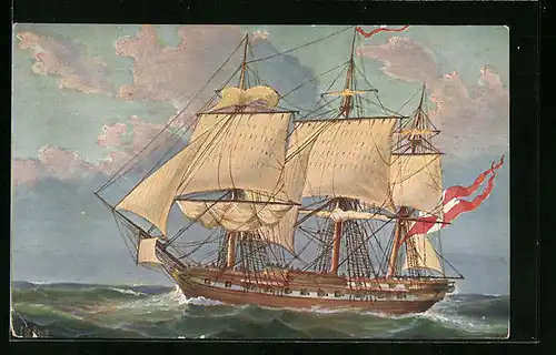 Künstler-AK Christopher Rave: Dänische Fregatte, 18. Jahrhundert