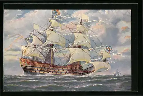 Künstler-AK Christopher Rave: Englisches Kriegsschiff Great Michael auf hoher See, 1500