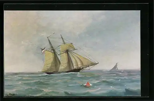 Künstler-AK Christopher Rave: Deutscher Schoner auf hoher See, 1840