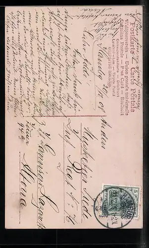 AK Junge Frau im bunten Kleid mit Kirschen