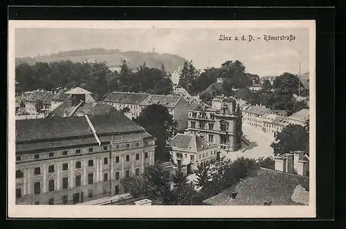 AK Linz, Römerstrasse aus der Vogelschau (Kurve)