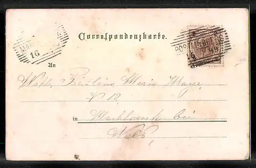 Lithographie Linz, Pöstlingberg, Ortsansicht, Franz Josef-Platz mit Domkirche