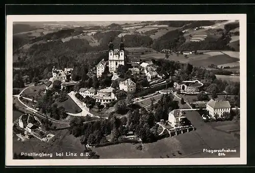 AK Pöstlingberg /Linz, Ort mit Kirche, Fliegeraufnahme