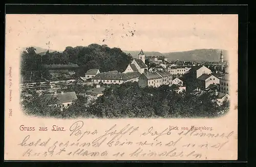 AK Linz /Donau, Blick auf den Ort vom Bauernberg