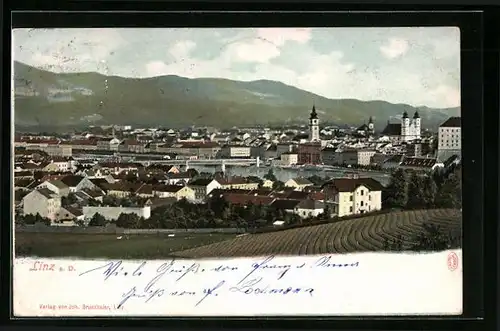 AK Linz /Donau, Teilansicht aus der Vogelschau