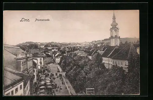 AK Linz /Donau, Promenade mit Besuchern
