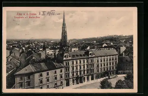 AK Linz /Donau, Marien-Dom an der Promenade