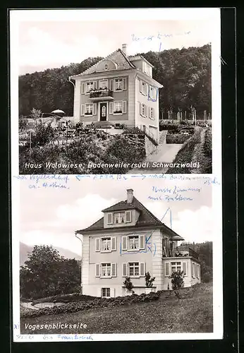 AK Badenweiler /Südl. Schwarzwald, Haus Waldwiese, Vogesenblickseite