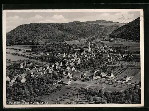 AK Griessen /Baden, Teilansicht mit Kirche, Fliegeraufnahme