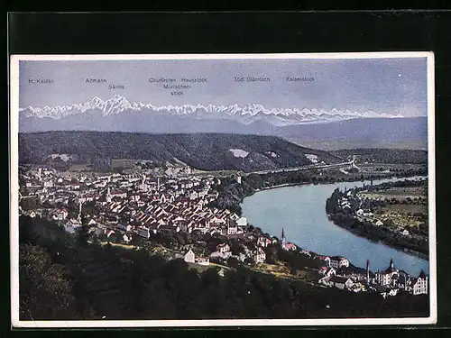 AK Waldshut a. Rh., Teilansicht mit H. Kasten, Säntis und Kaiserstock