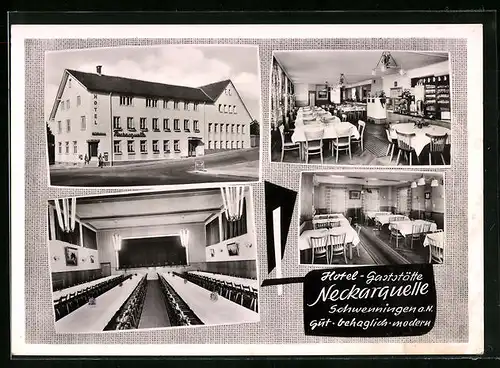 AK Schwenningen a. N., Hotel-Gaststätte Neckarquelle, Innenansichten