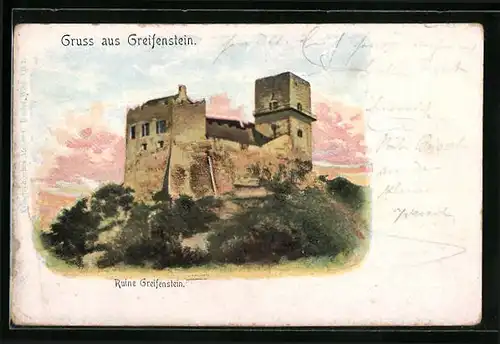 AK Greifenstein, Blick zur Burgruine