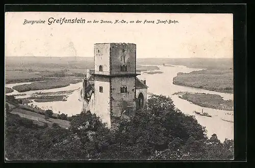 AK Greifenstein, Burgruine an der Franz-Josef-Bahn