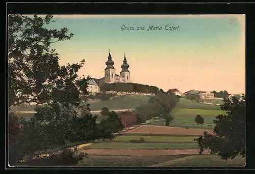 AK Maria-Taferl, Ortsansicht mit Wallfahrtskirche